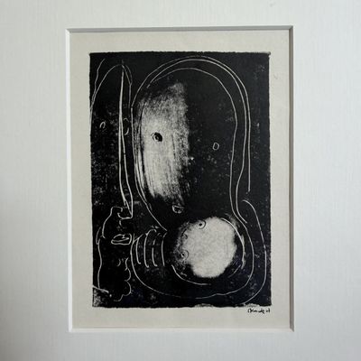 Original Small Lithograph – Parent Figures with Child, 1967