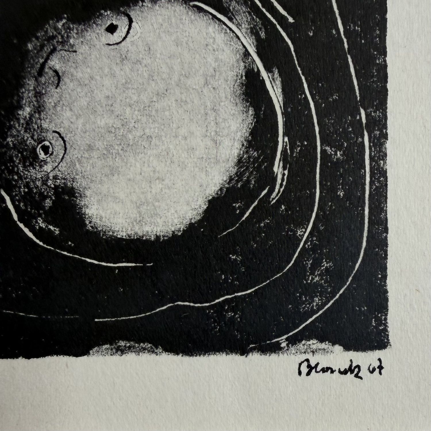 Originele Kleine Lithografie – Ouders met Kind, 1967