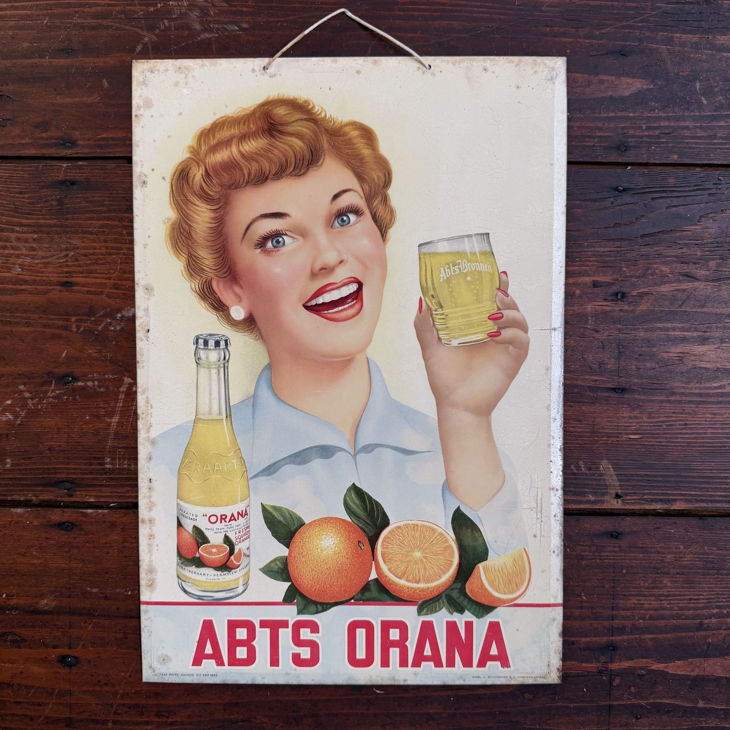 Authentic Metal Abts Orana Advertising Sign, Belgium, 1953