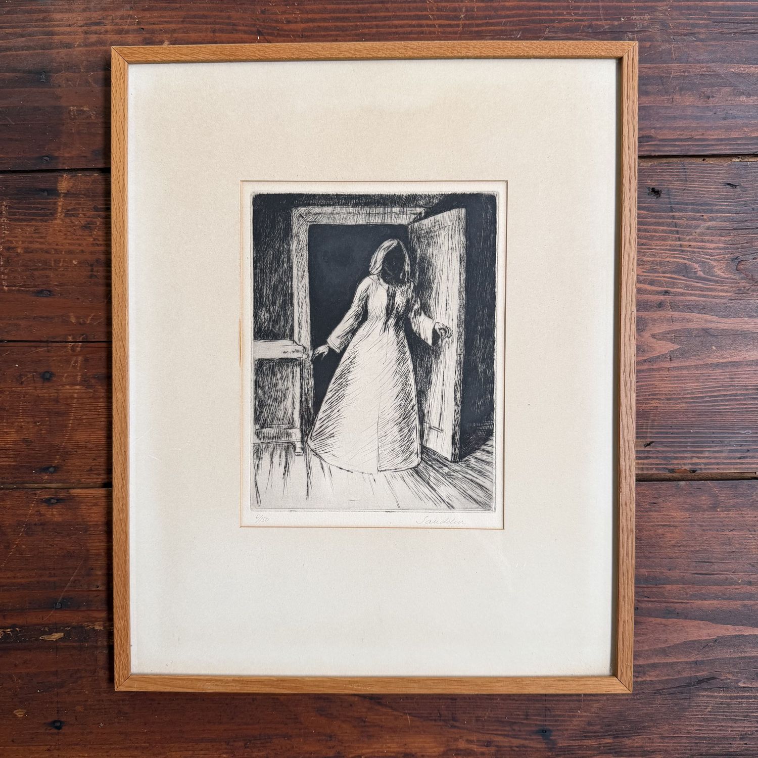 Börje Sandelin – Kvinna i Dörr / Woman in the Doorway, Etching, c. 1950s