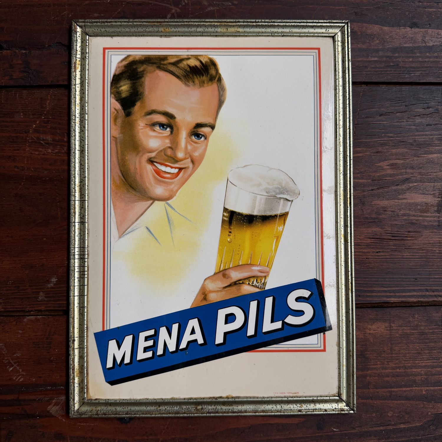 Vintage Glacoide Advertising Sign for Mena Pils, Belgium, 1954
