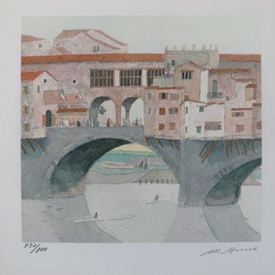 Mitsumasa Anno, Ponte Vecchio, Limited Giclée Print, 1990–2000
