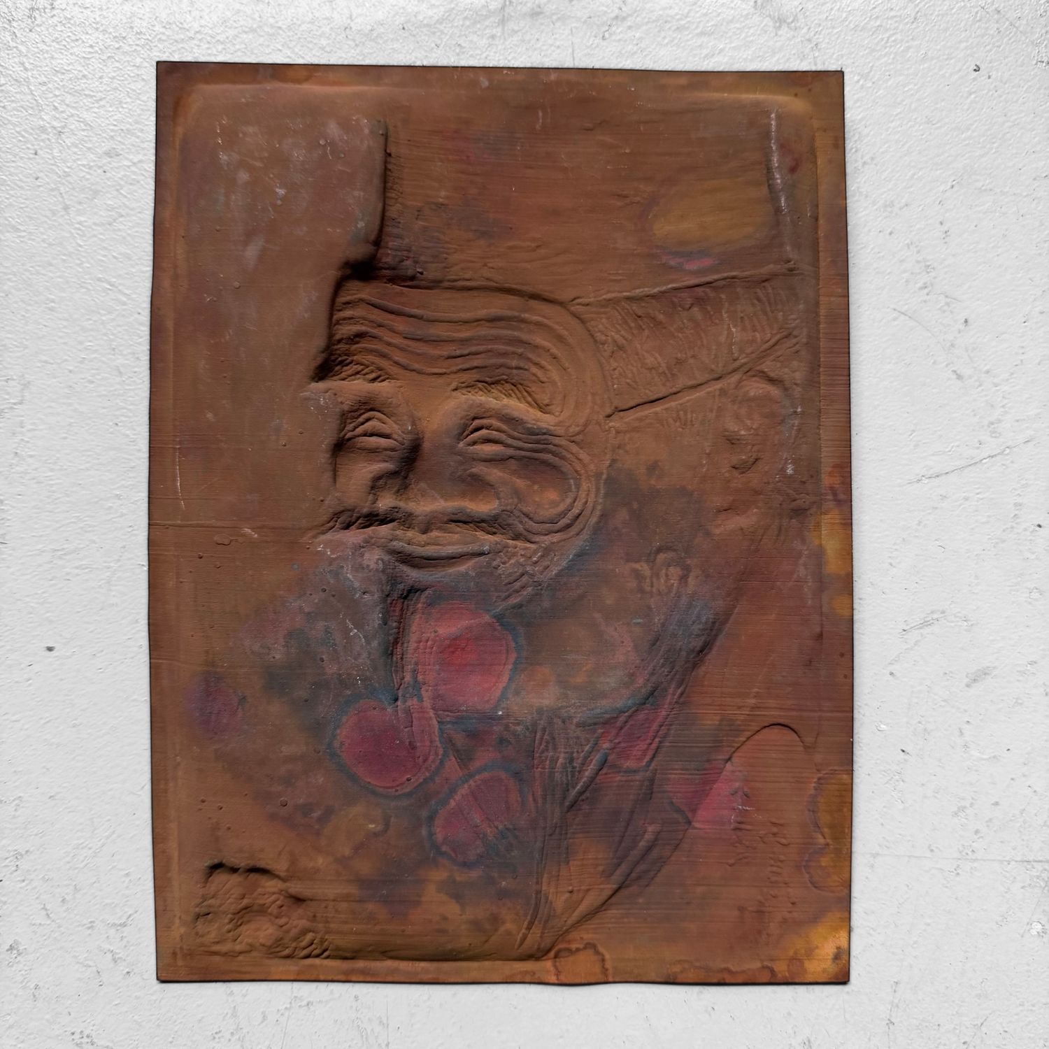 Japans Koperen Reliëf, Okina-maskerdrager door Masaharu, 1950s