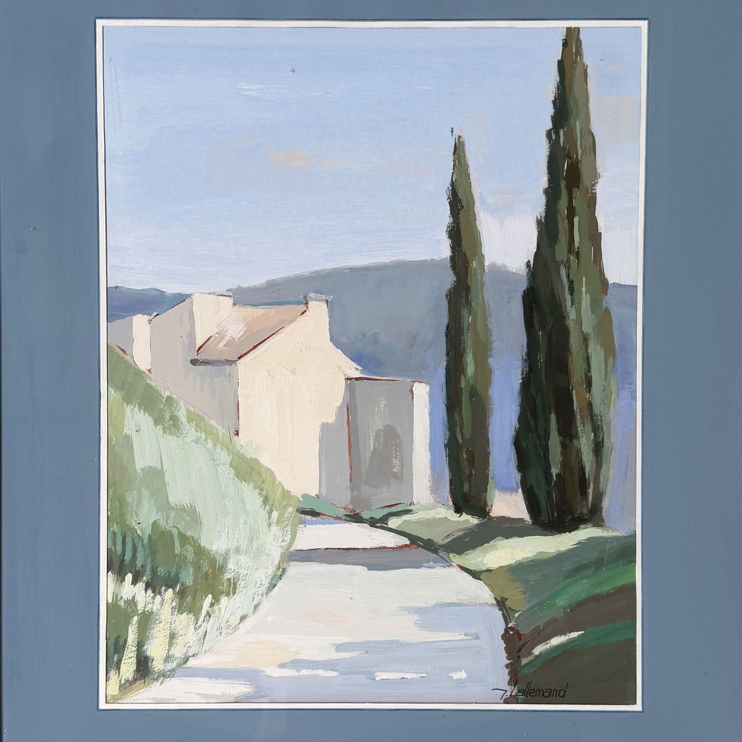 Jean Lallemand, ‘Chemin à Gréoux’, Provençal Gouache Painting, 1980s Jean Lallemand, ‘Chemin à Gréoux’, Provençal Gouache Painting, 1980s