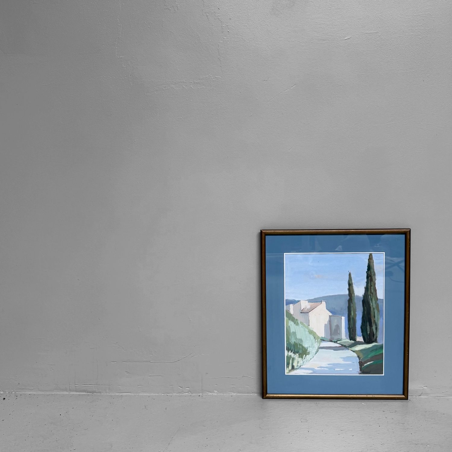 Jean Lallemand, ‘Chemin à Gréoux’, Provençal Gouache Painting, 1980s Jean Lallemand, ‘Chemin à Gréoux’, Provençal Gouache Painting, 1980s