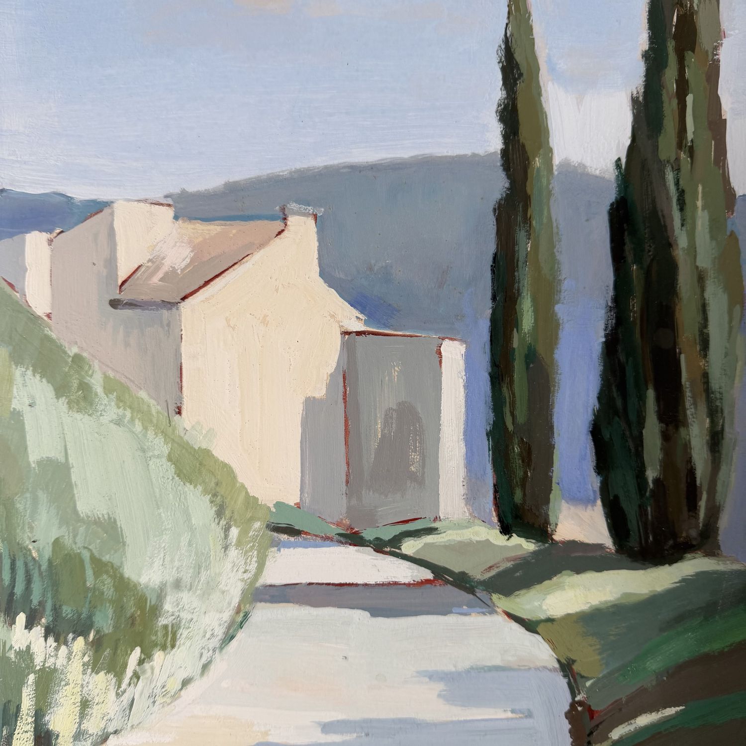 Jean Lallemand, ‘Chemin à Gréoux’, Provençal Gouache Painting, 1980s