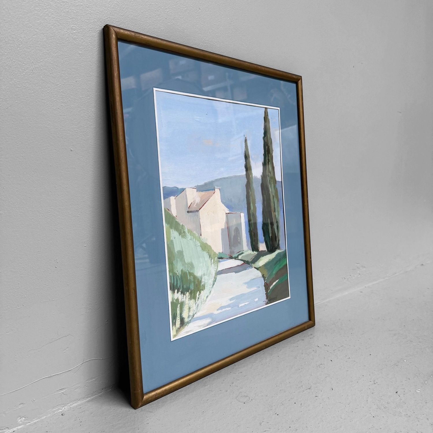 Jean Lallemand, ‘Chemin à Gréoux’, Provençal Gouache Painting, 1980s Jean Lallemand, ‘Chemin à Gréoux’, Provençal Gouache Painting, 1980s