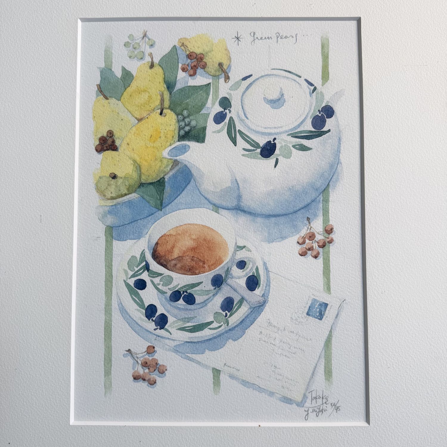 Takako Y. Miyoshi, 'Green Pears', Limited Edition Japanse Art Print, 1990s