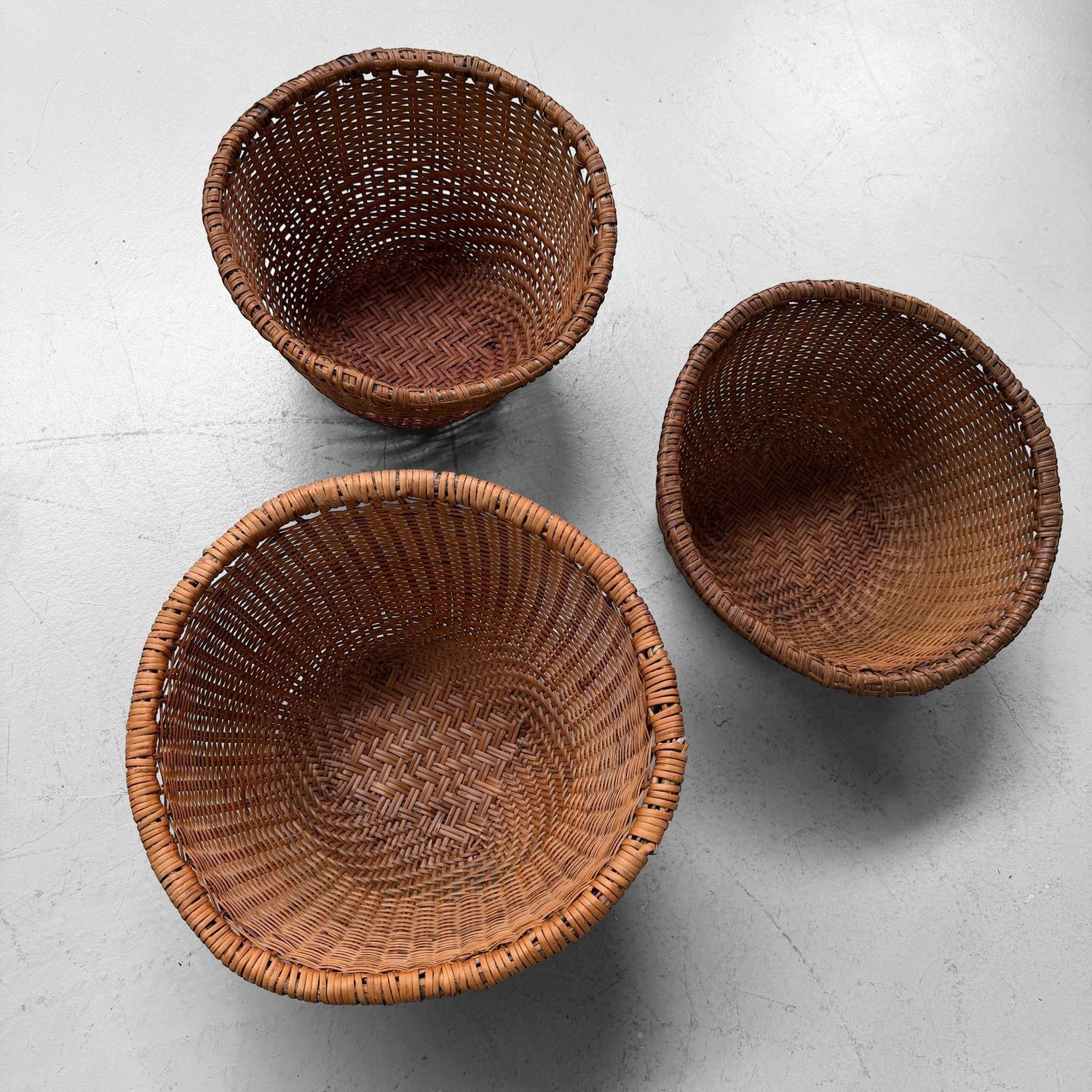 Set van Drie Vintage Japanse Bamboemanden, ca. jaren 1960