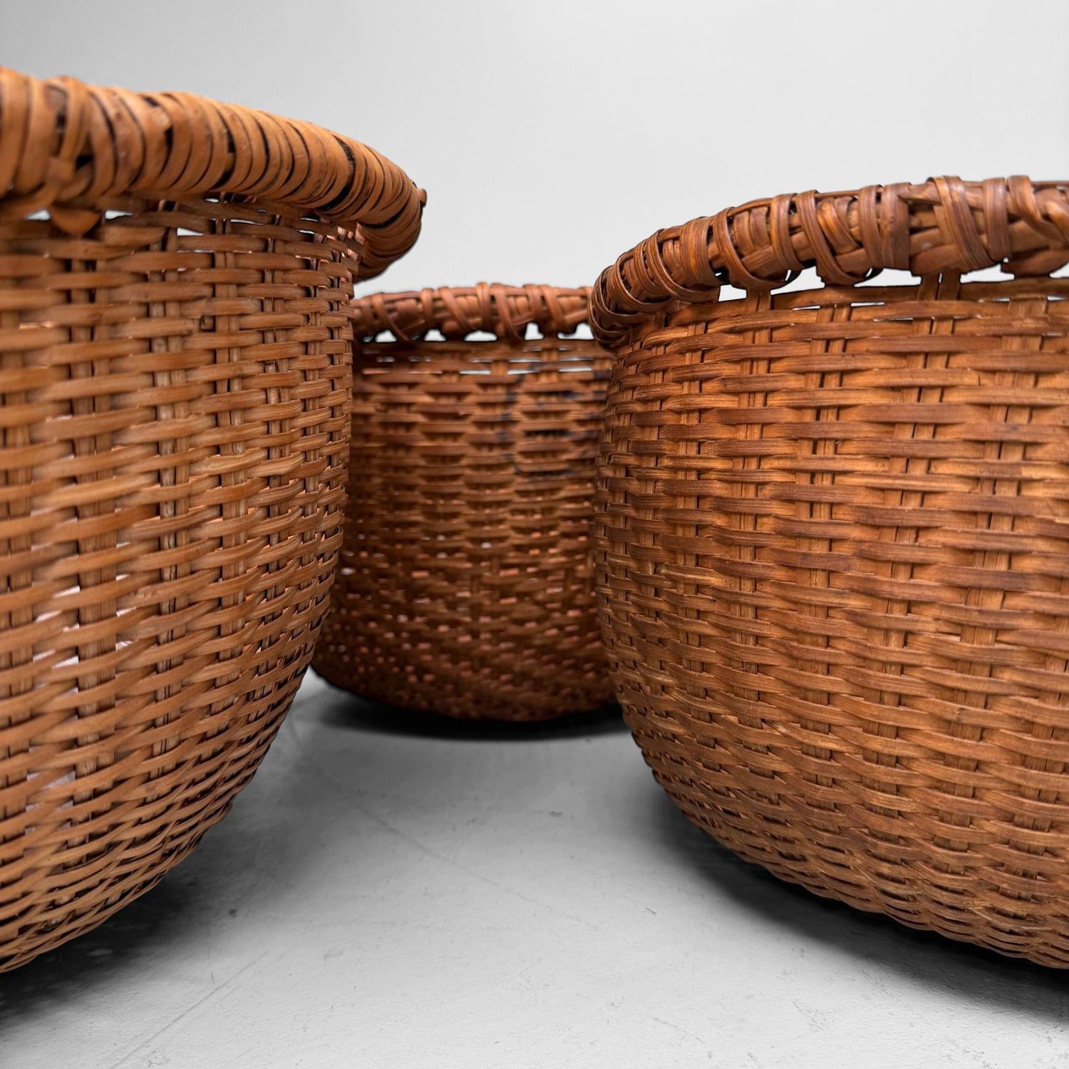 Set van Drie Vintage Japanse Bamboemanden, ca. jaren 1960
