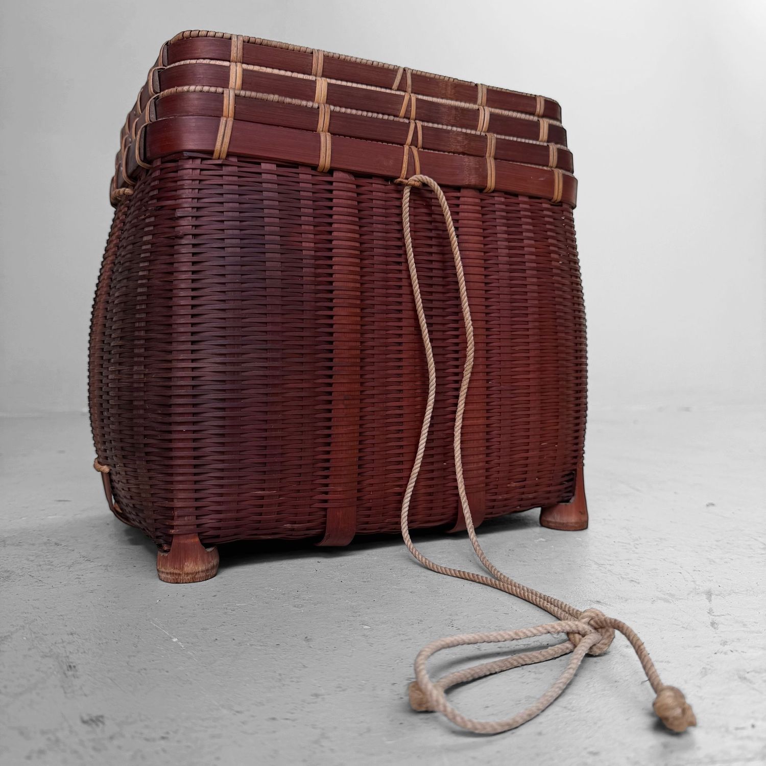 Set van Vier Vintage Japanse Stapelmanden in Bamboe, ca. 1950