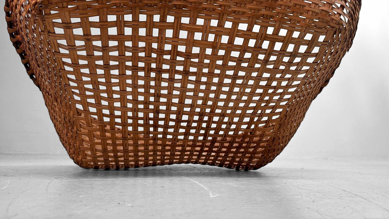 Vintage Japanese Bamboo Basket, 1970s