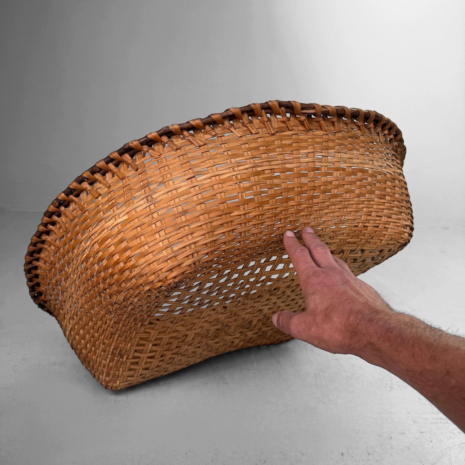 Vintage Japanese Bamboo Basket, 1970s
