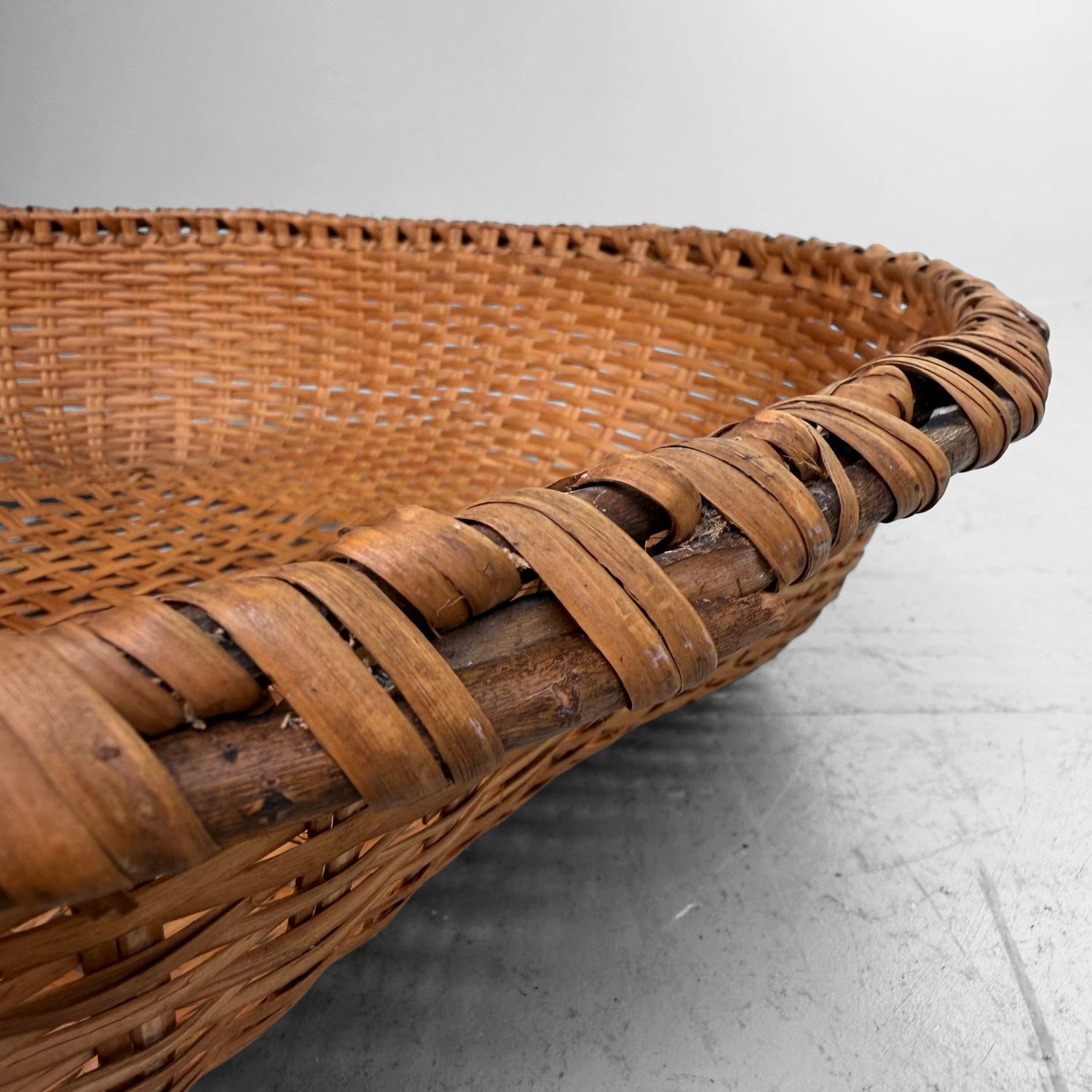 Vintage Japanese Bamboo Basket, 1970s