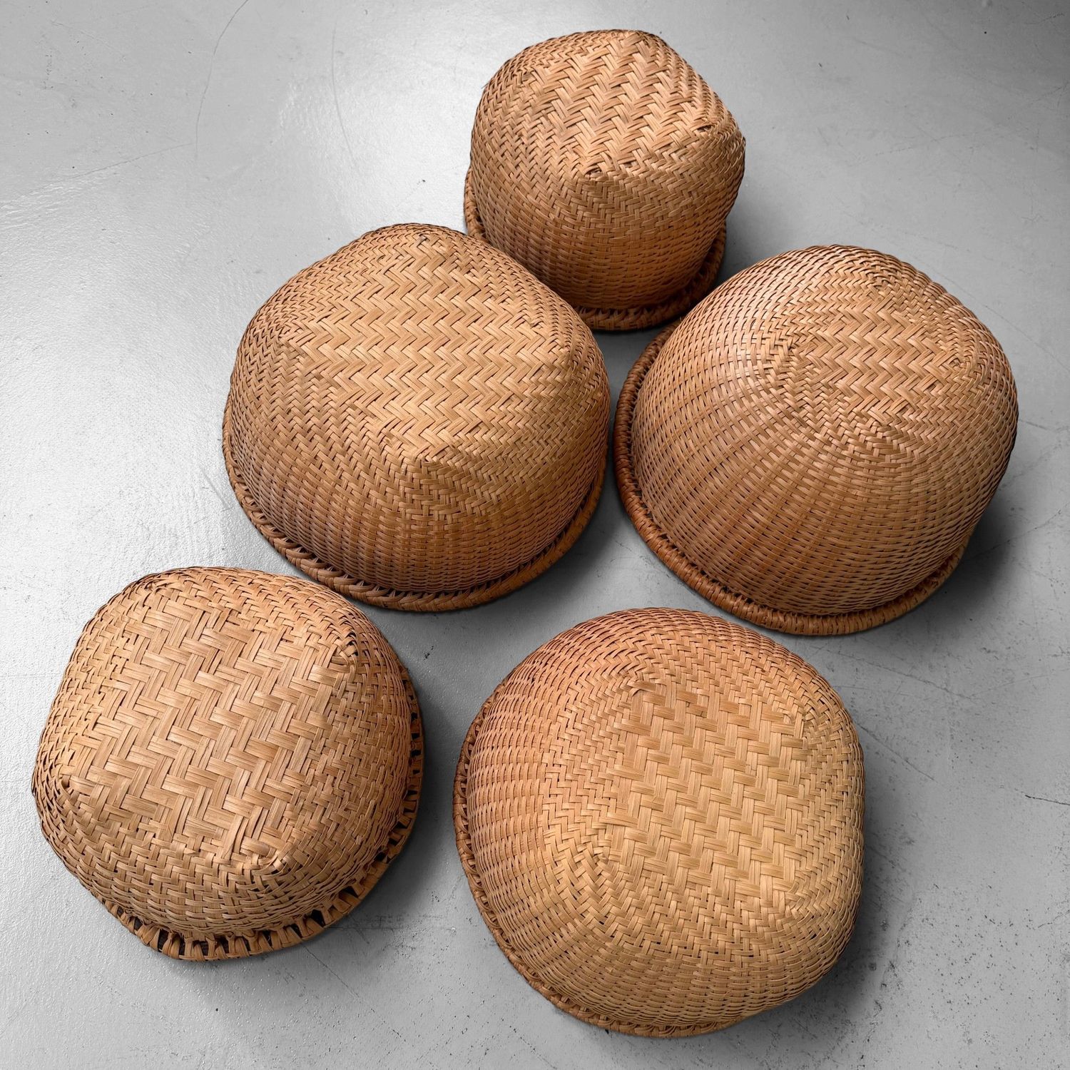 Set of Five Vintage Japanese Bamboo Baskets, 1970s–1980s Set of Five Vintage Japanese Bamboo Baskets, 1970s–1980s
