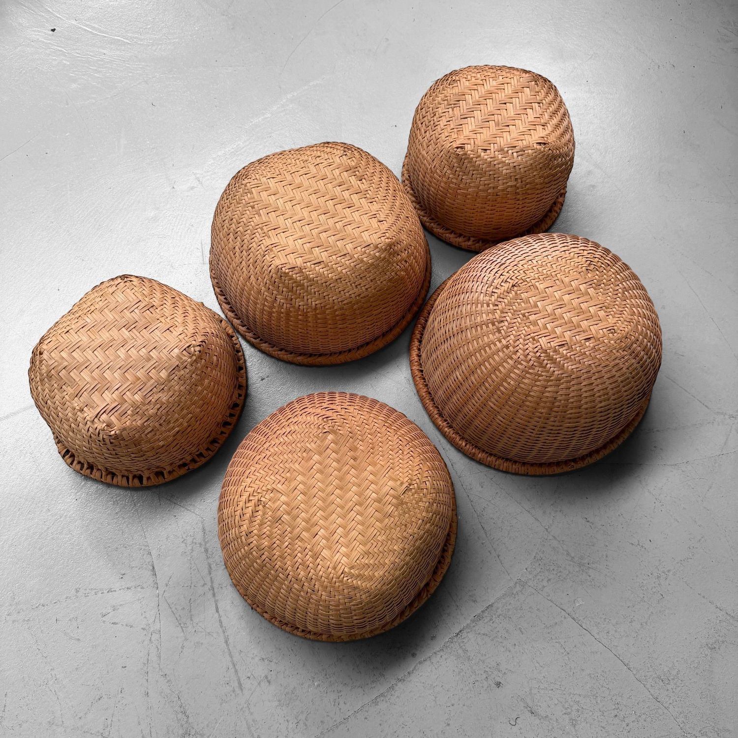 Set of Five Vintage Japanese Bamboo Baskets, 1970s–1980s Set of Five Vintage Japanese Bamboo Baskets, 1970s–1980s