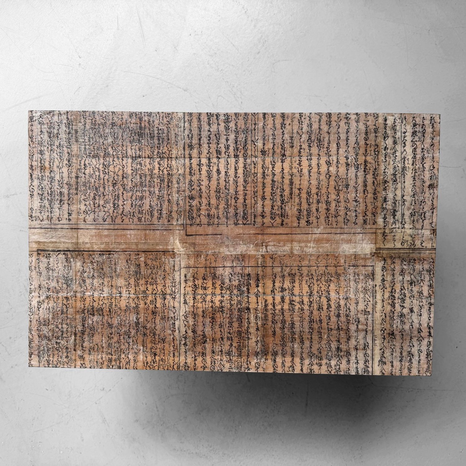 Old Japanese Tea Chest with Shinto Text Fragments, c. 1950–1970