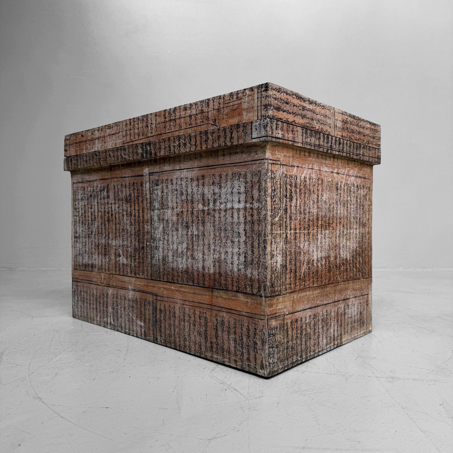 Old Japanese Tea Chest with Shinto Text Fragments, c. 1950–1970