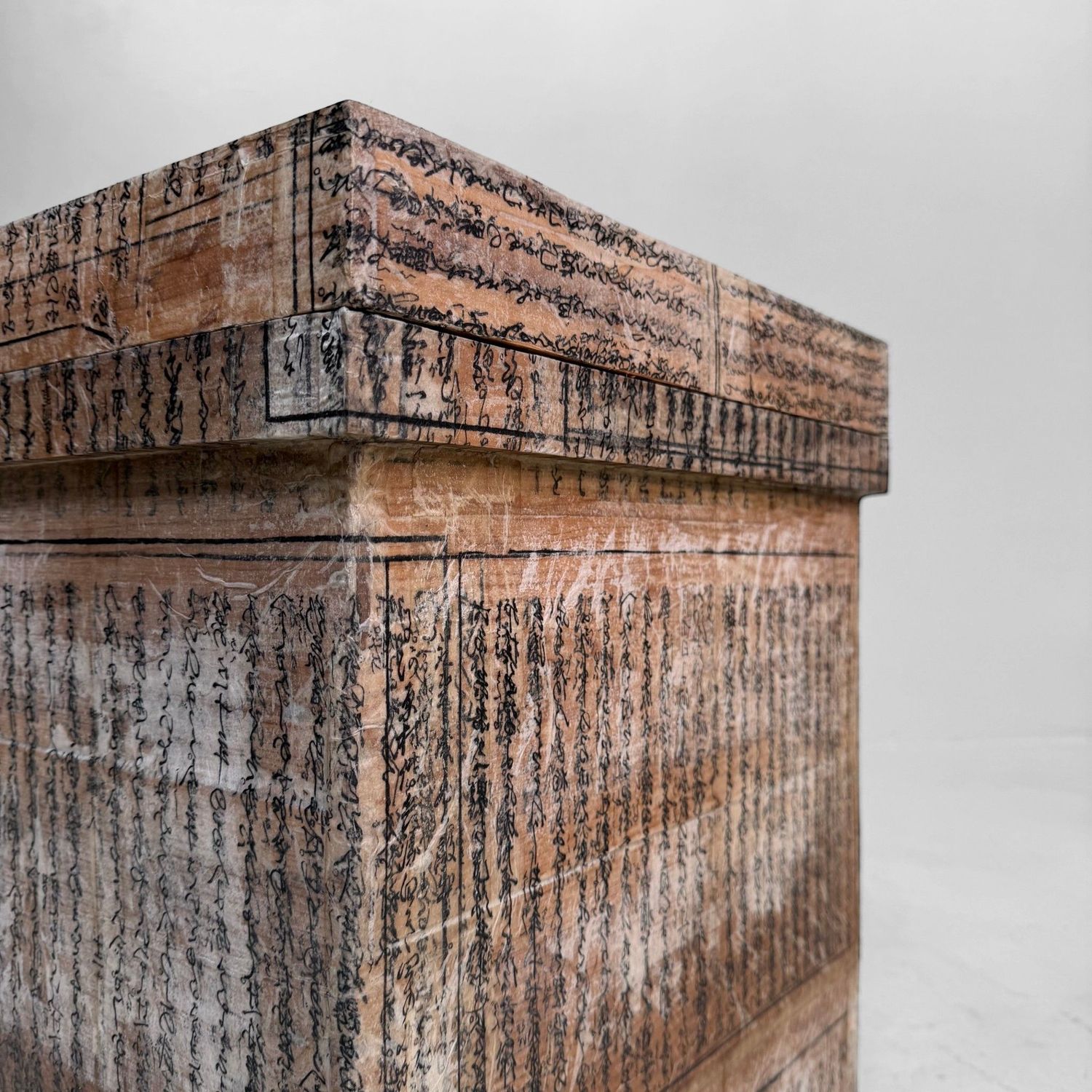 Old Japanese Tea Chest with Shinto Text Fragments, c. 1950–1970