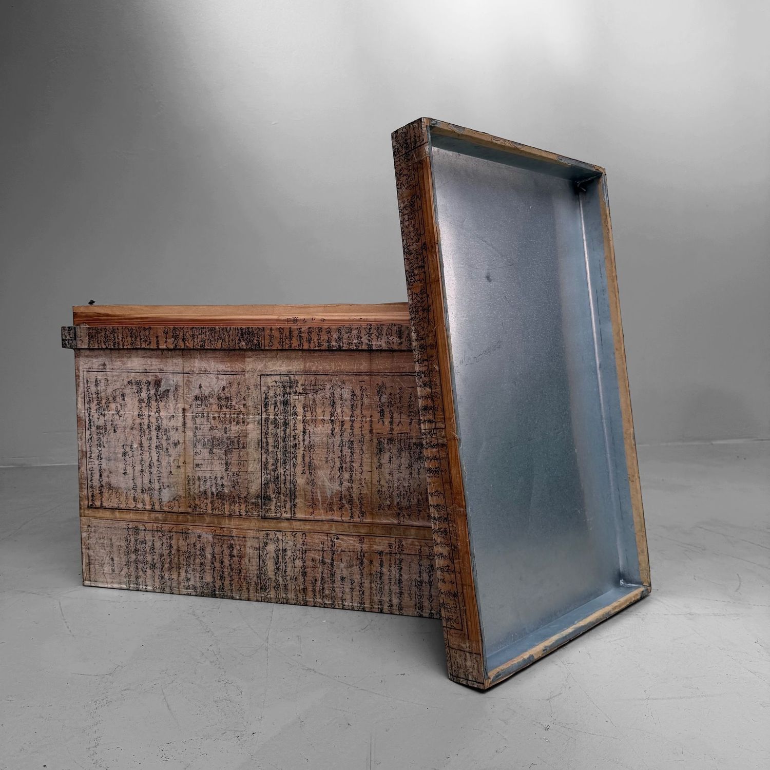 Old Japanese Tea Chest with Shinto Text Fragments, c. 1950–1970