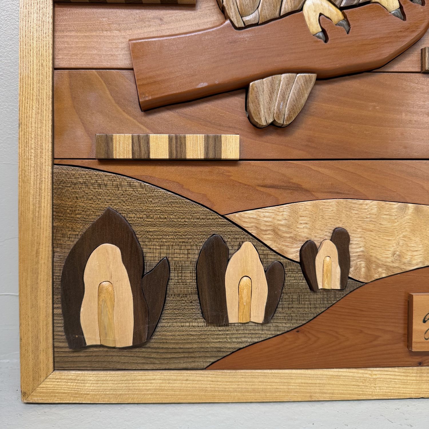 Japanse Houten Muurdecoratie met Uil door Y. Hayashi, 2000 Japanse Houten Muurdecoratie met Uil door Y. Hayashi, 2000