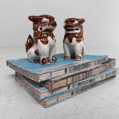 Set of Two Japanese Ceramic Shisa Lion-Dogs, 1980s