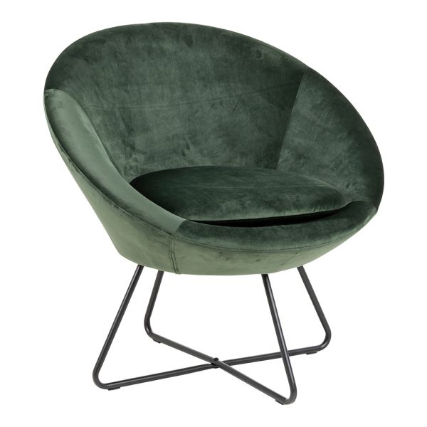 Velvet Loungefauteuil Lucena in Groen, Hedendaags Retro Model