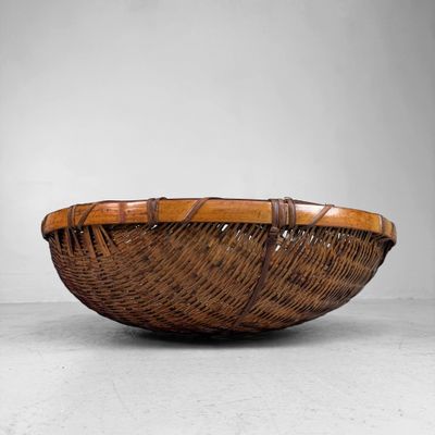 Vintage Japanse Bamboe Oogstmand / Zaru, jaren 1950 Vintage Japanse Bamboe Oogstmand / Zaru, jaren 1950