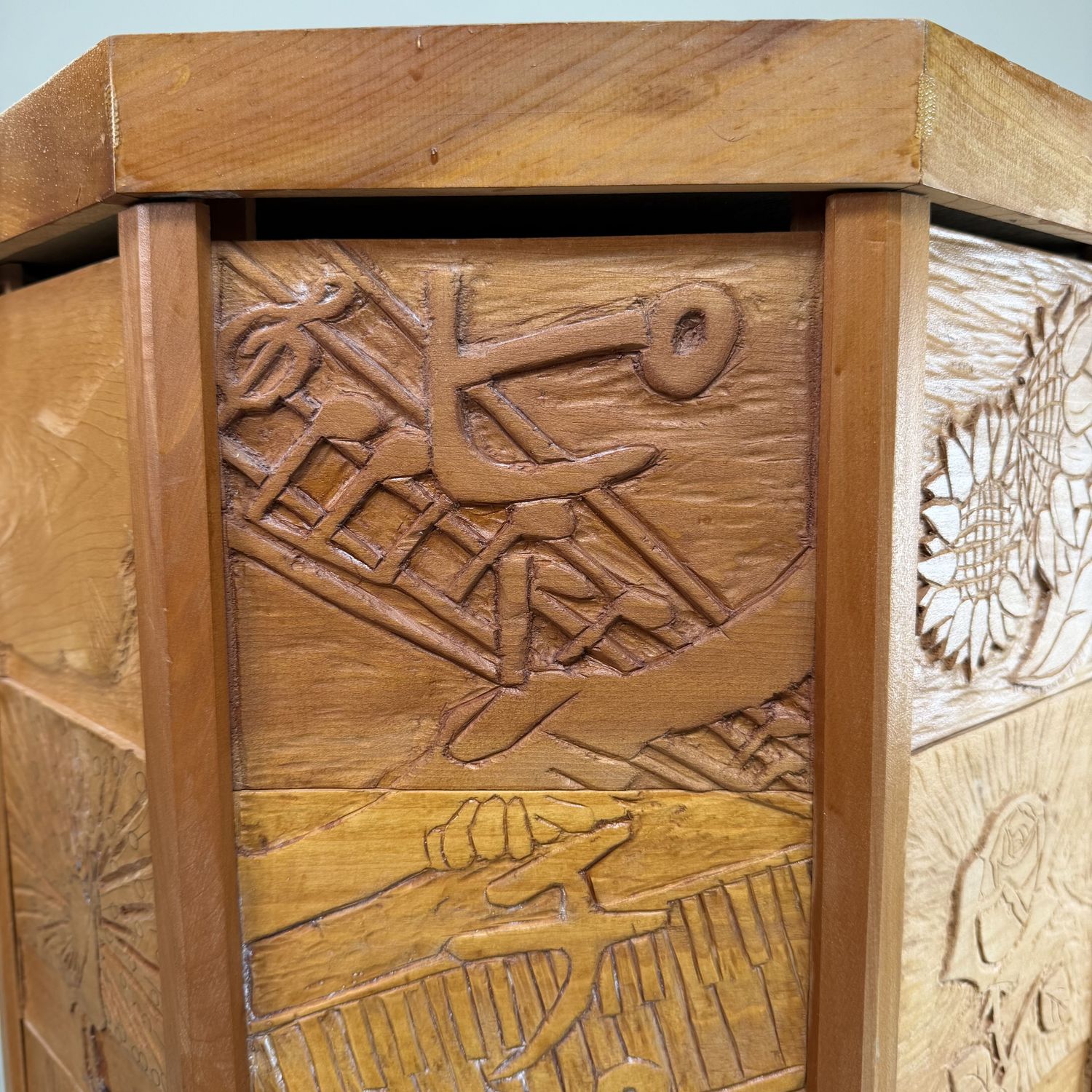 Japanse Houten Kadai / Displayzuil, Plantenstand, 1990s