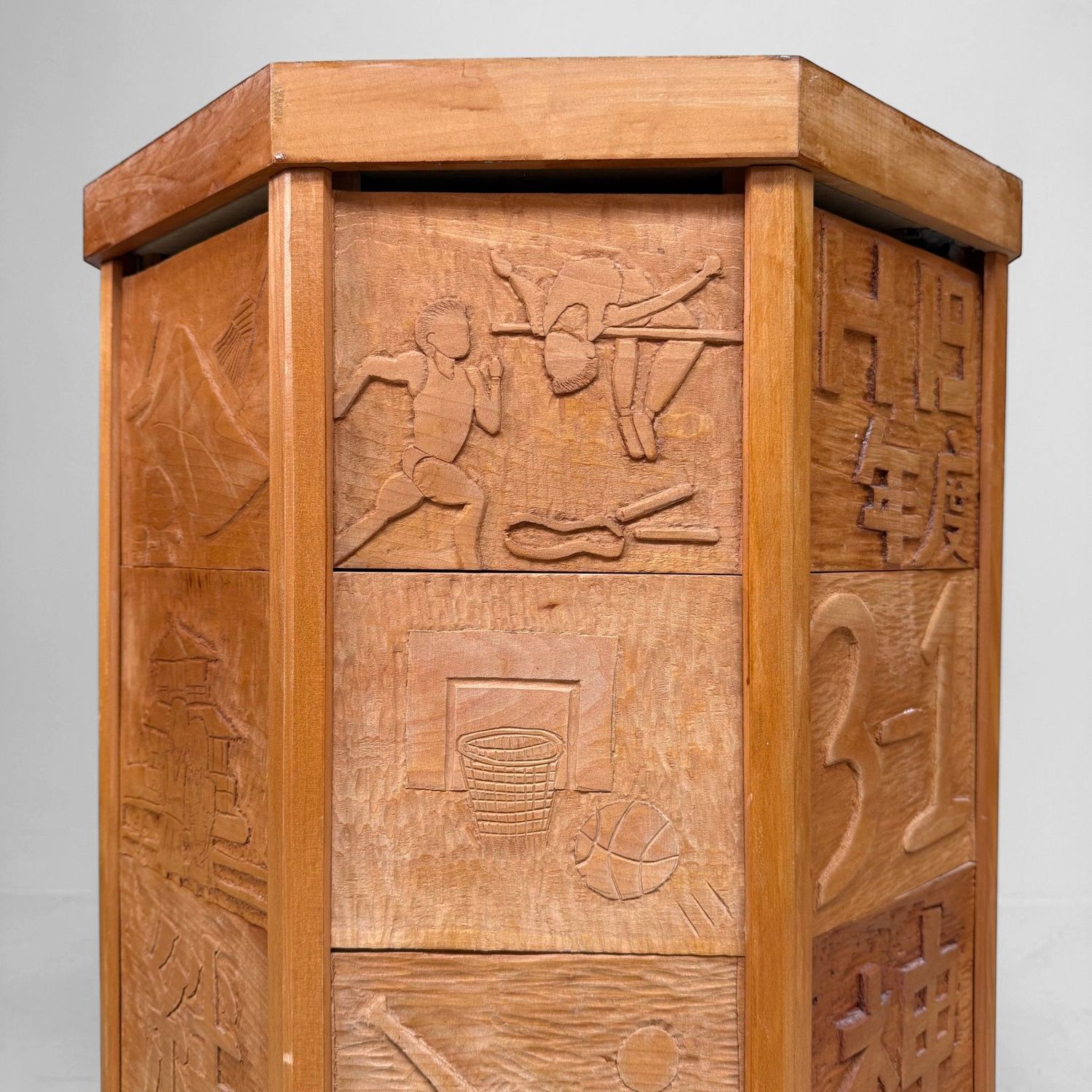 Japanse Houten Kadai / Displayzuil, Plantenstand, 1990s