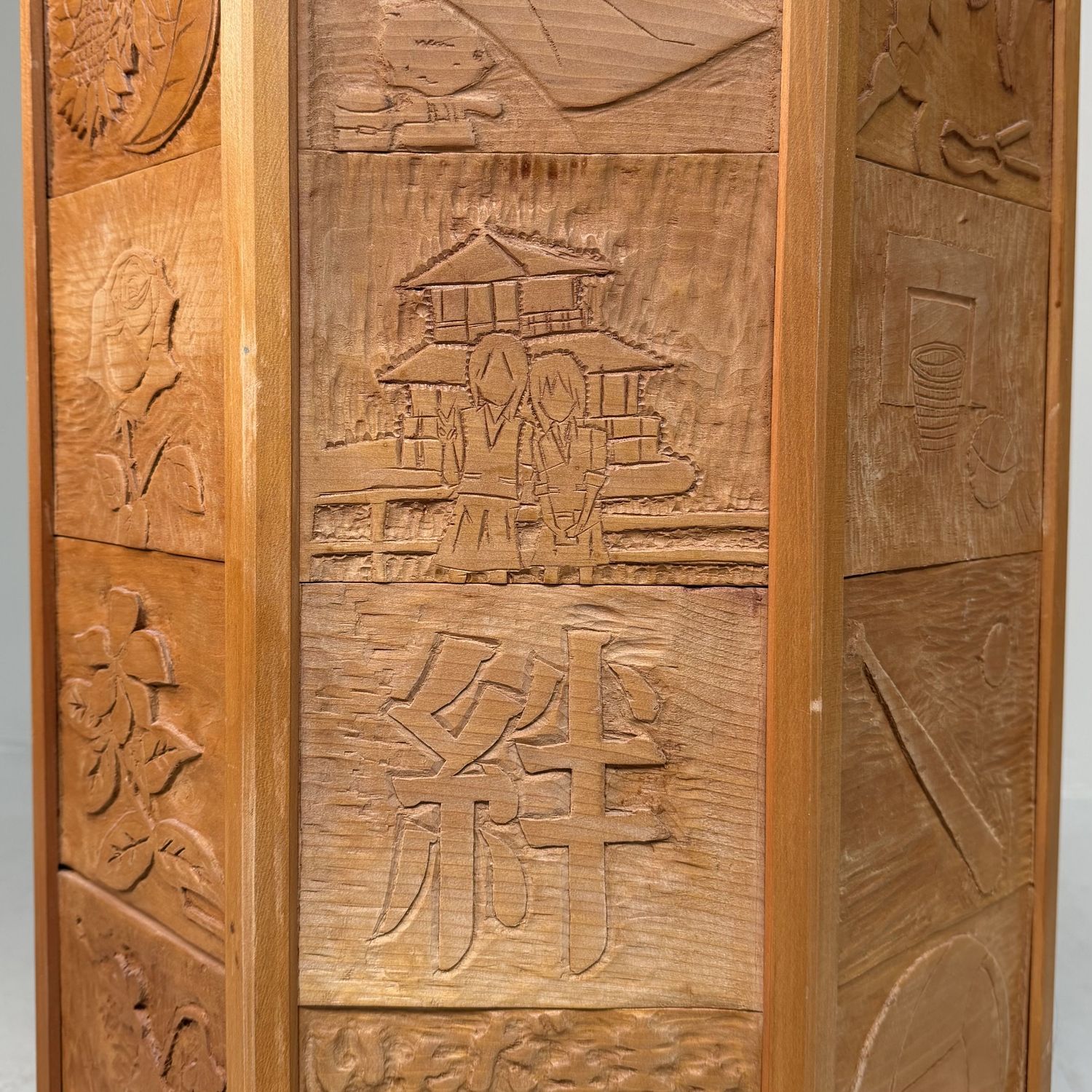 Japanse Houten Kadai / Displayzuil, Plantenstand, 1990s