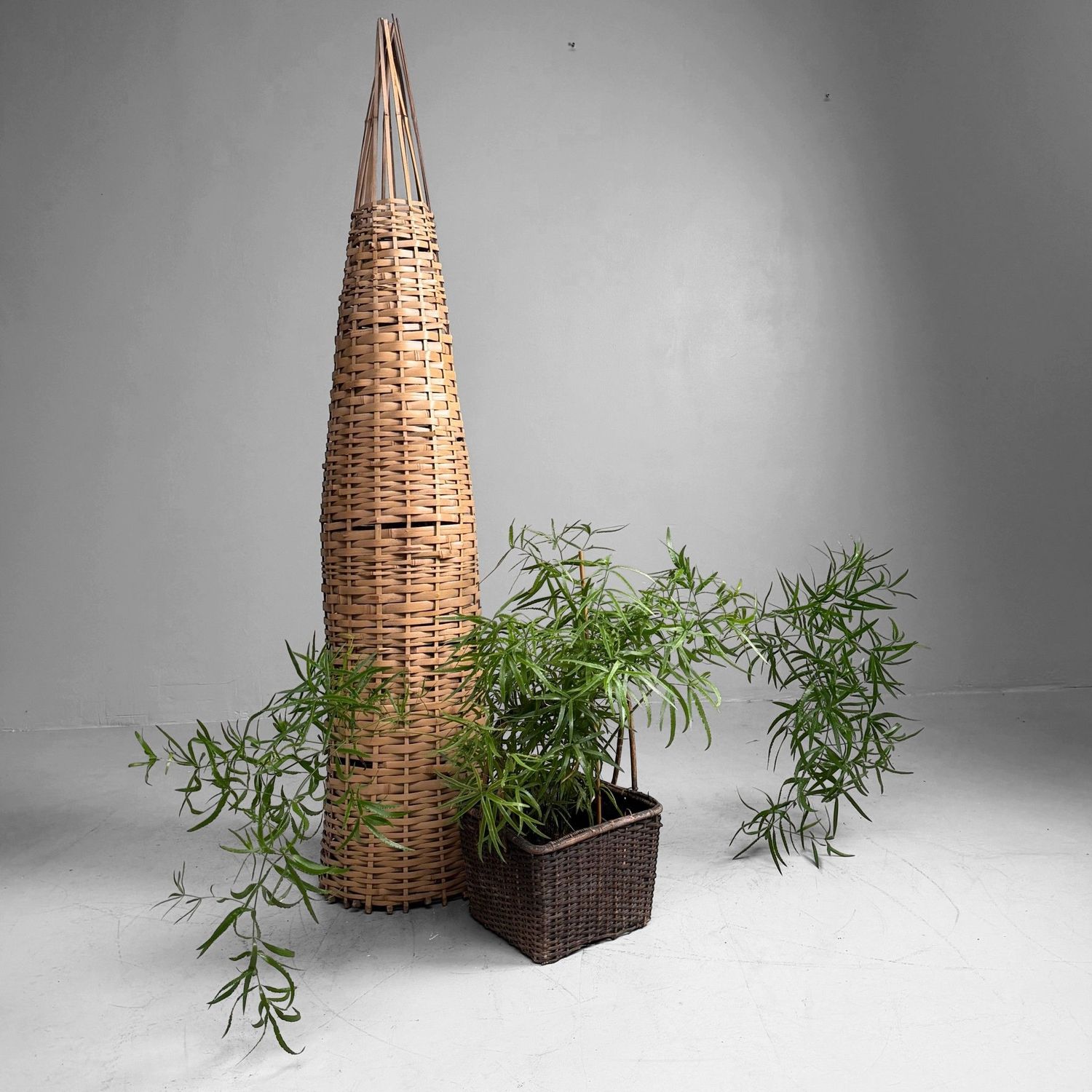 Oude Japanse Visfuik / Decoratief Bamboe Object, 1960s