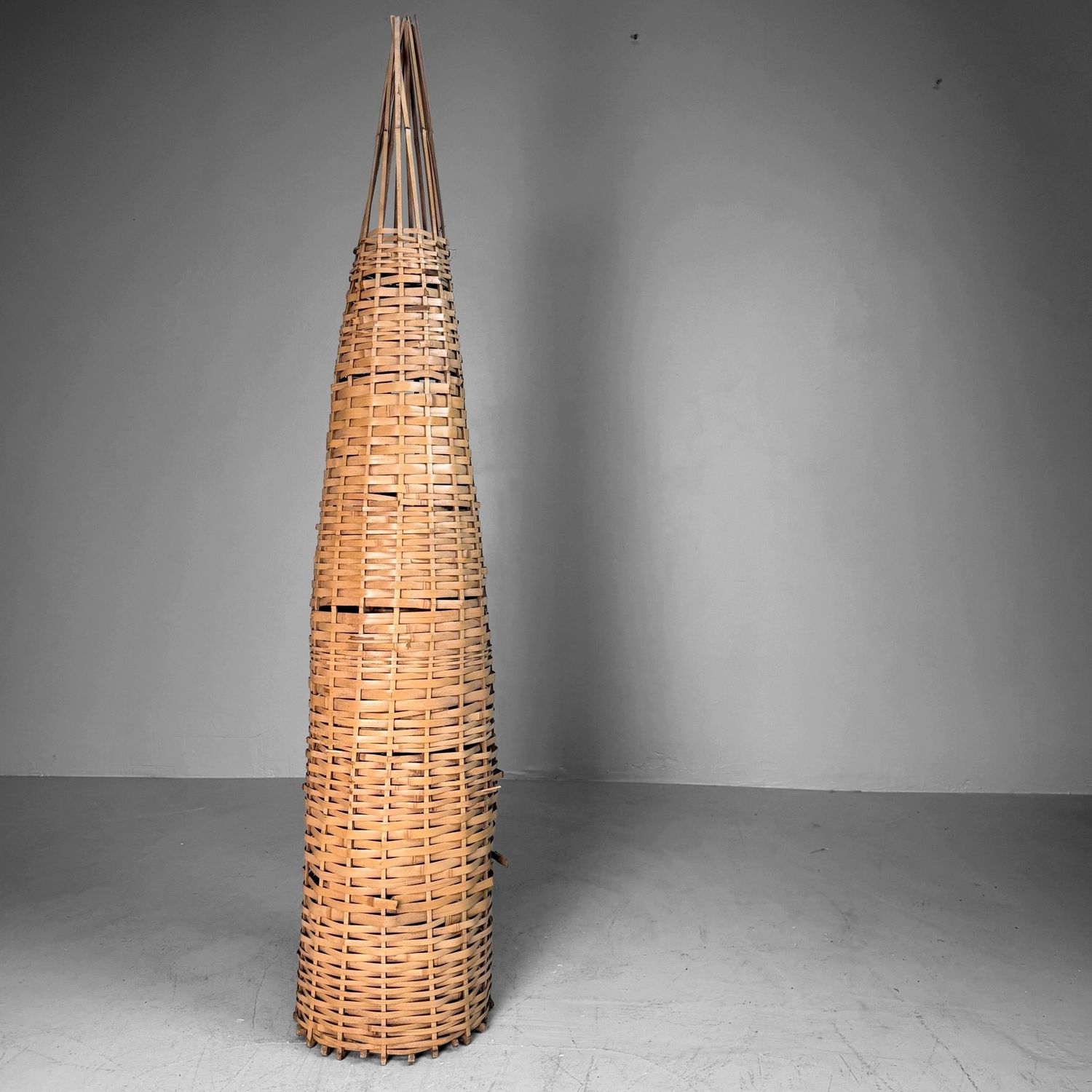 Oude Japanse Visfuik / Decoratief Bamboe Object, 1960s