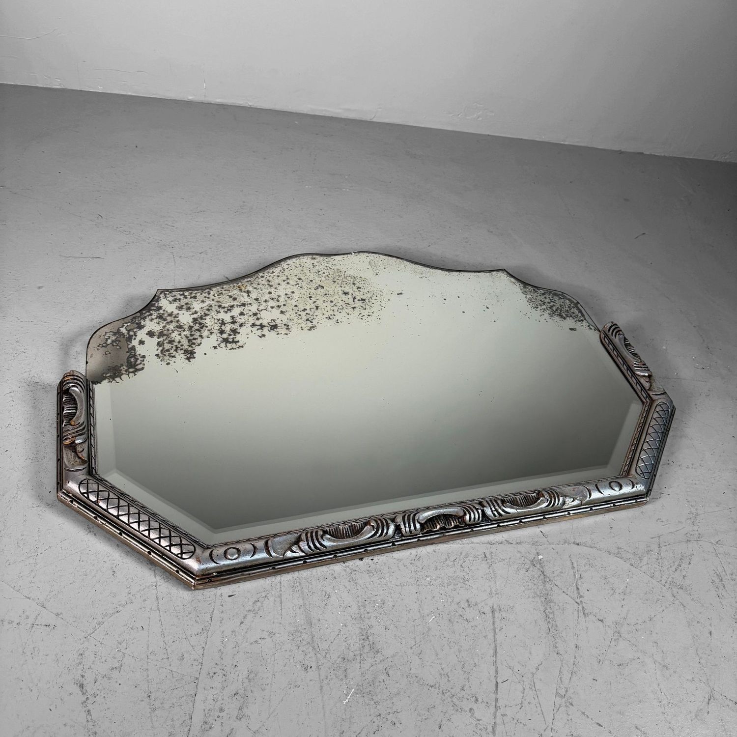 Weathered Art Deco Mirror with Bevelled Glass, 1940s–1950s