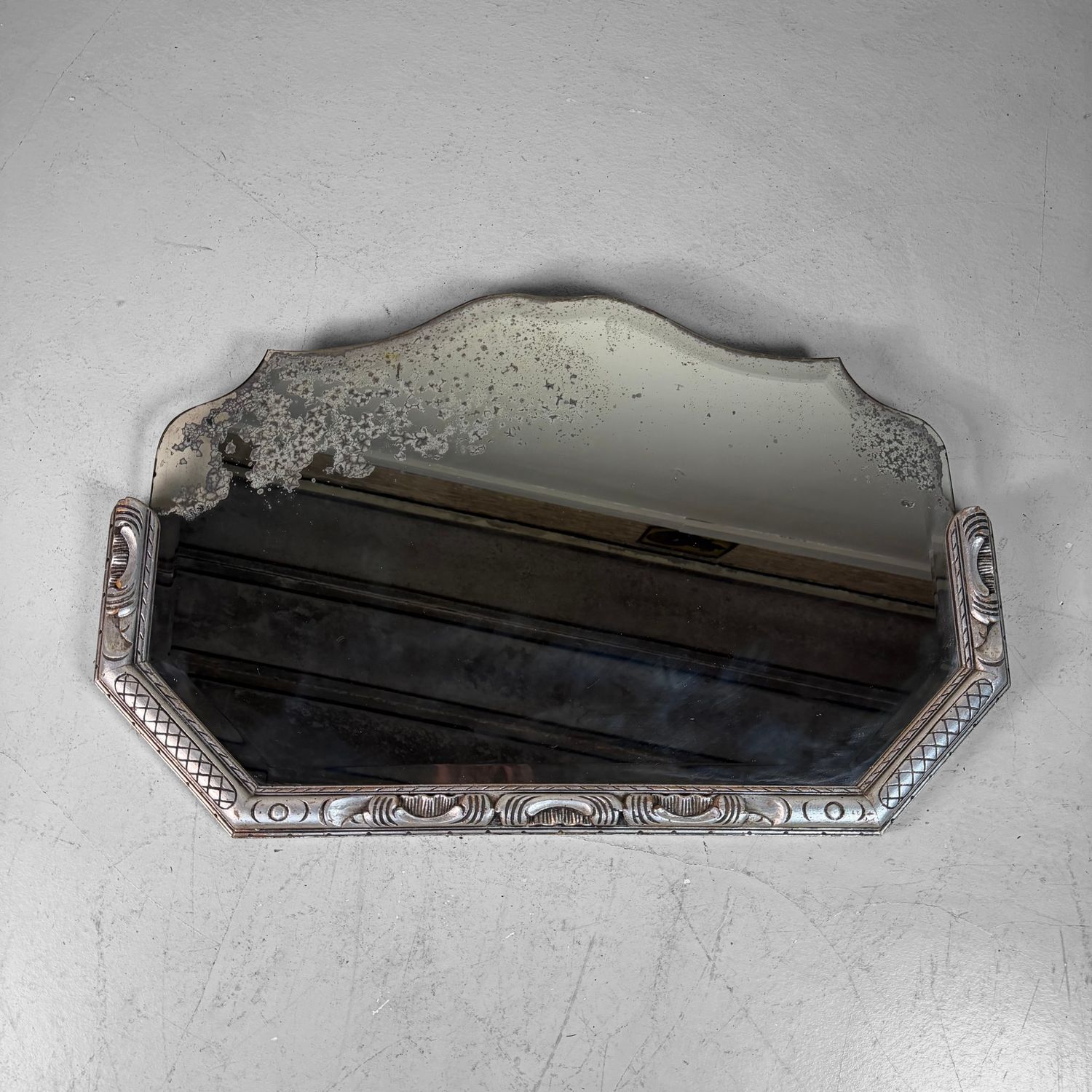 Weathered Art Deco Mirror with Bevelled Glass, 1940s–1950s