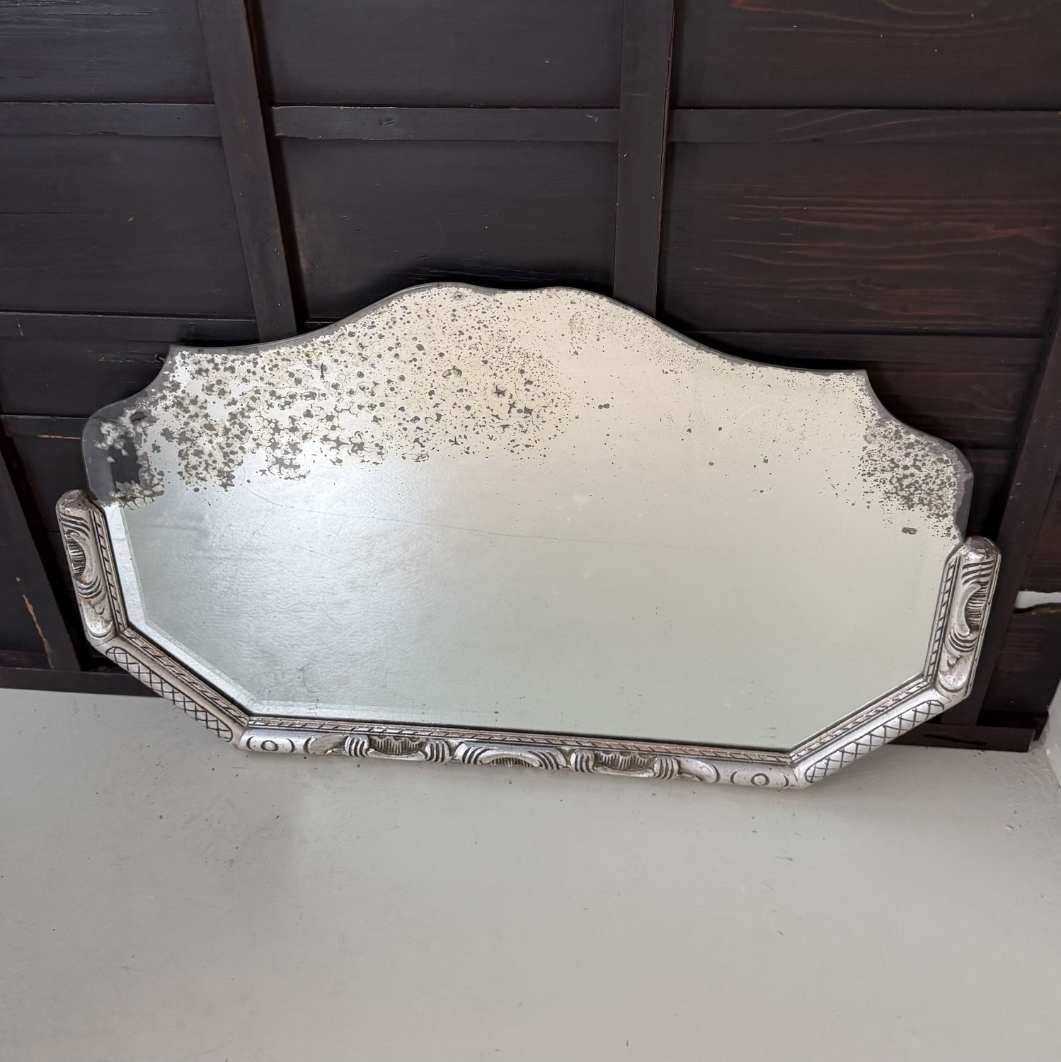 Weathered Art Deco Mirror with Bevelled Glass, 1940s–1950s