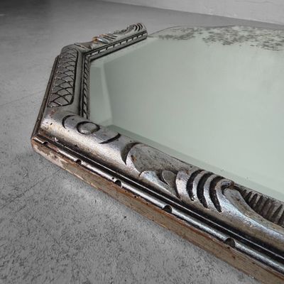 Weathered Art Deco Mirror with Bevelled Glass, 1940s–1950s