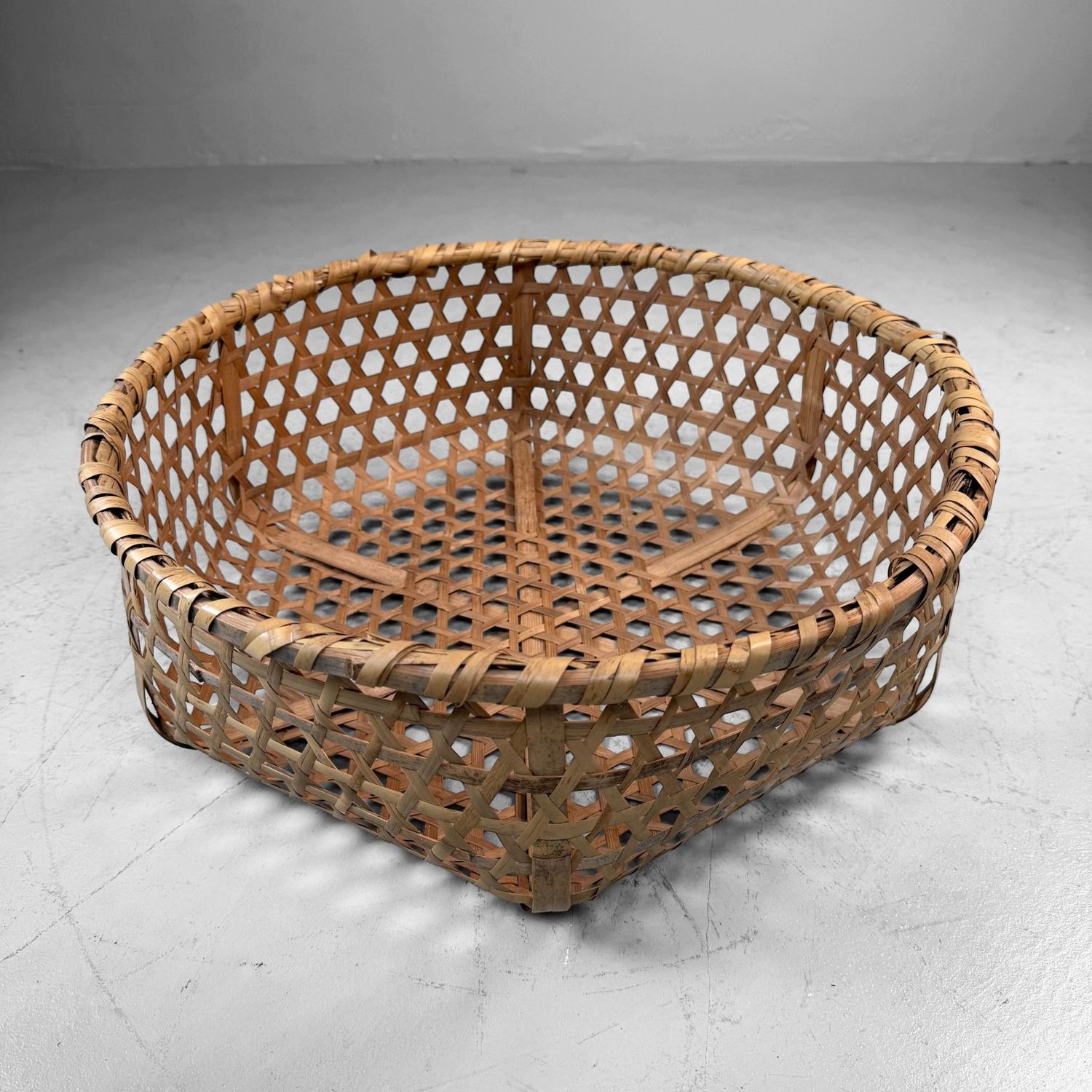 Vintage Japanse Bamboe Oogstmand / Zaru, 1960s–1970s Vintage Japanse Bamboe Oogstmand / Zaru, 1960s–1970s