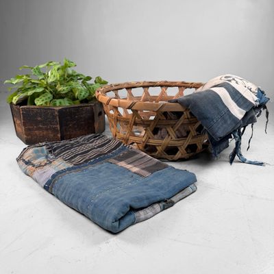 Old Japanese Bamboo Harvest Basket / Zaru, ca. 1950–1960