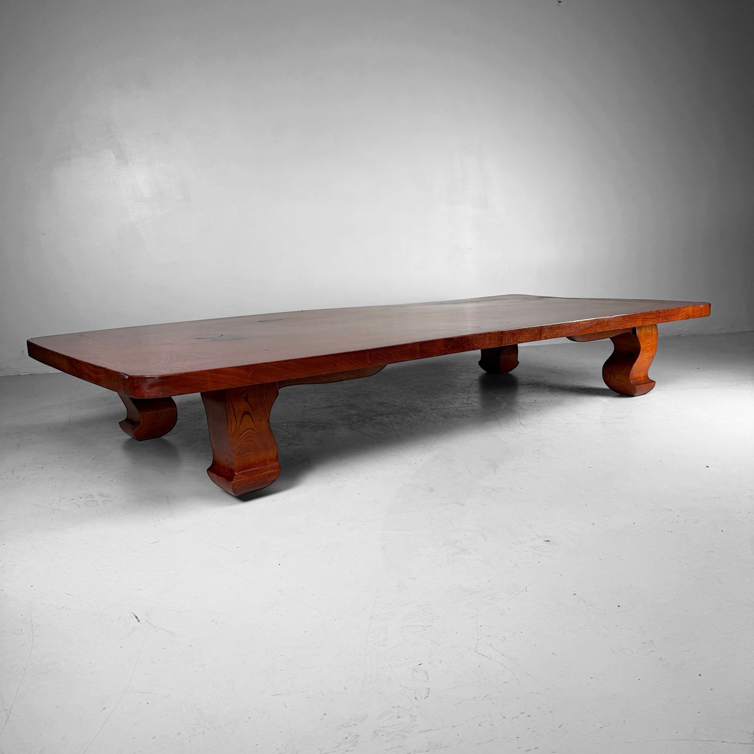 Large Japanese Zataku / Low Table in Keyaki Wood, 1960s–1970s