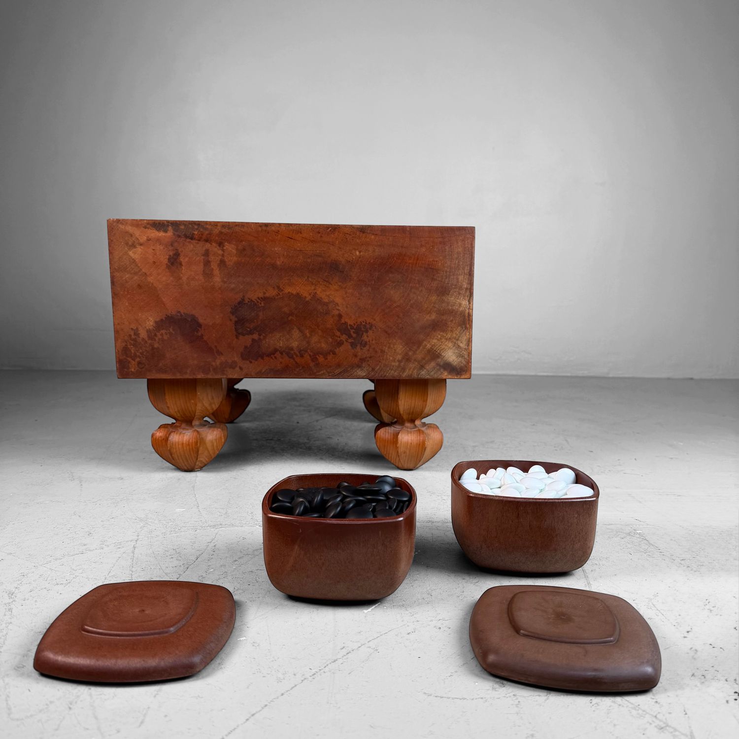 Complete Japanese Go Set / Wooden Goban with Stones, 1960s–1970s