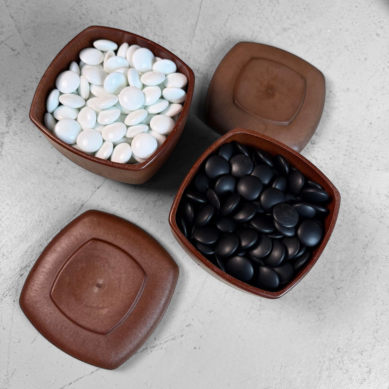 Complete Japanese Go Set / Wooden Goban with Stones, 1960s–1970s