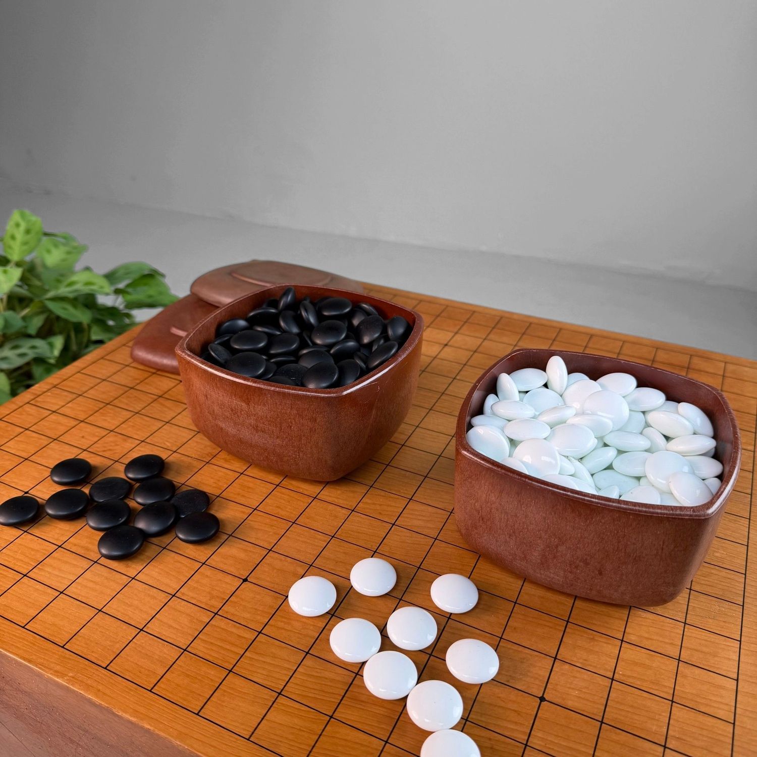 Complete Japanese Go Set / Wooden Goban with Stones, 1960s–1970s