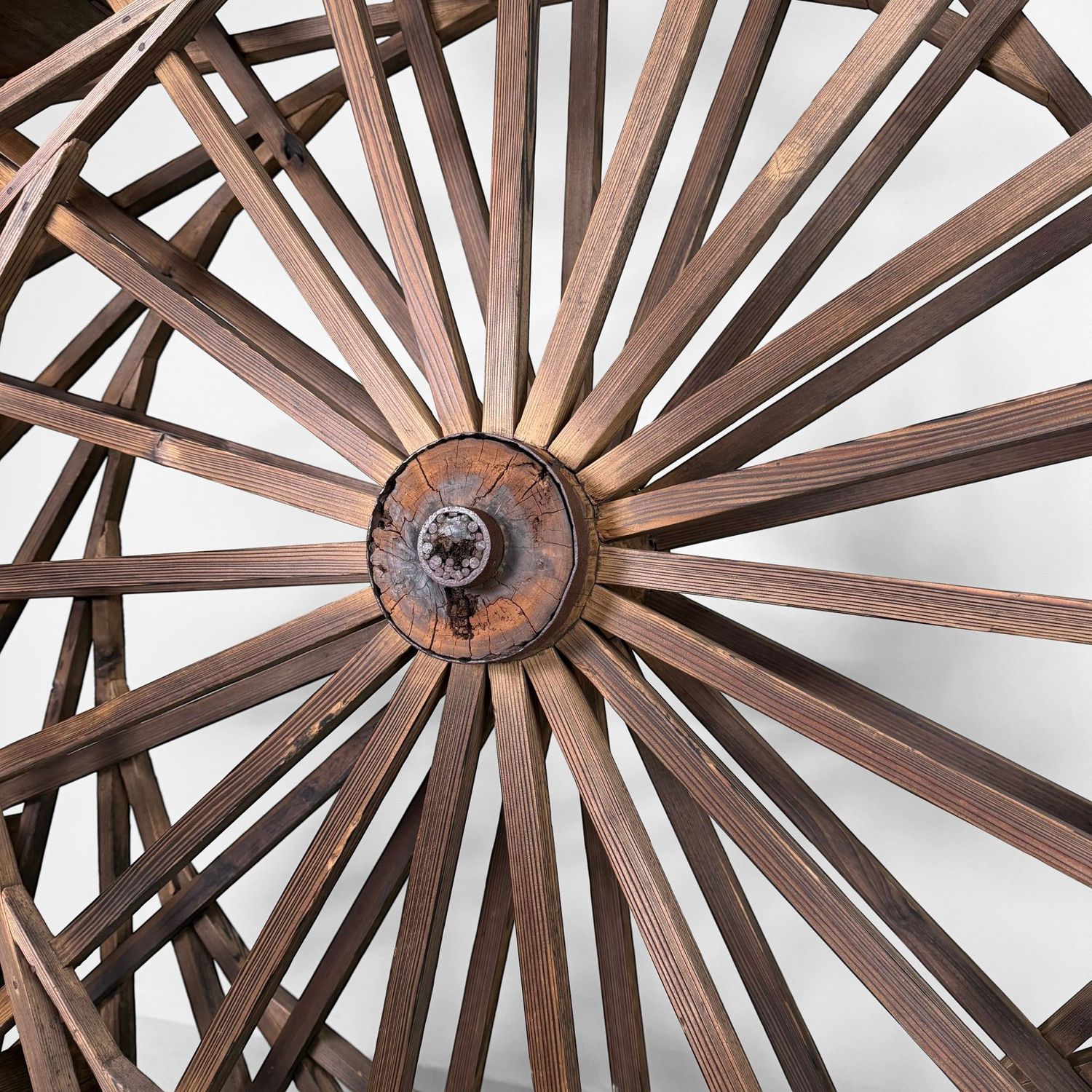 Large Japanese Wooden Suisha / Water Wheel Wall Decor, 1900s