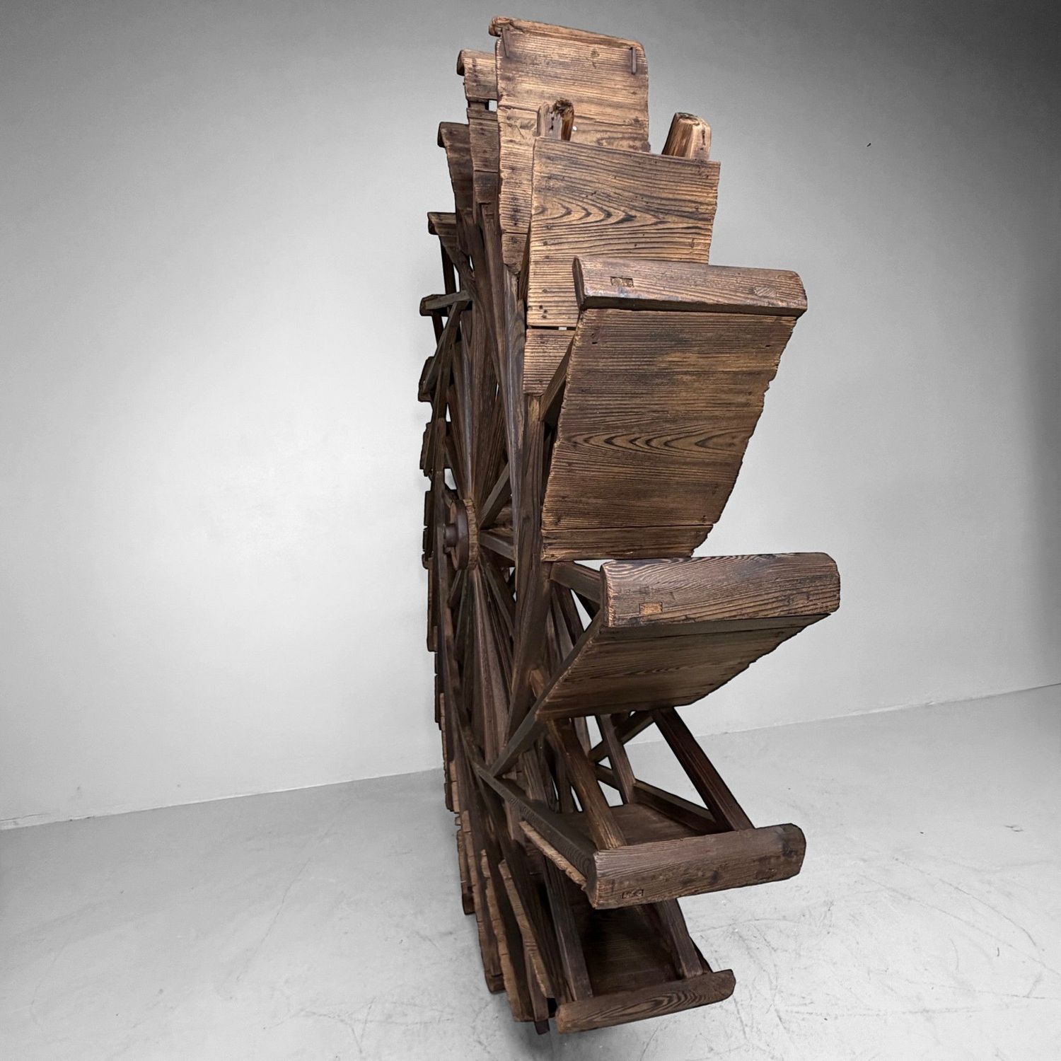 Large Japanese Wooden Suisha / Water Wheel Wall Decor, 1900s