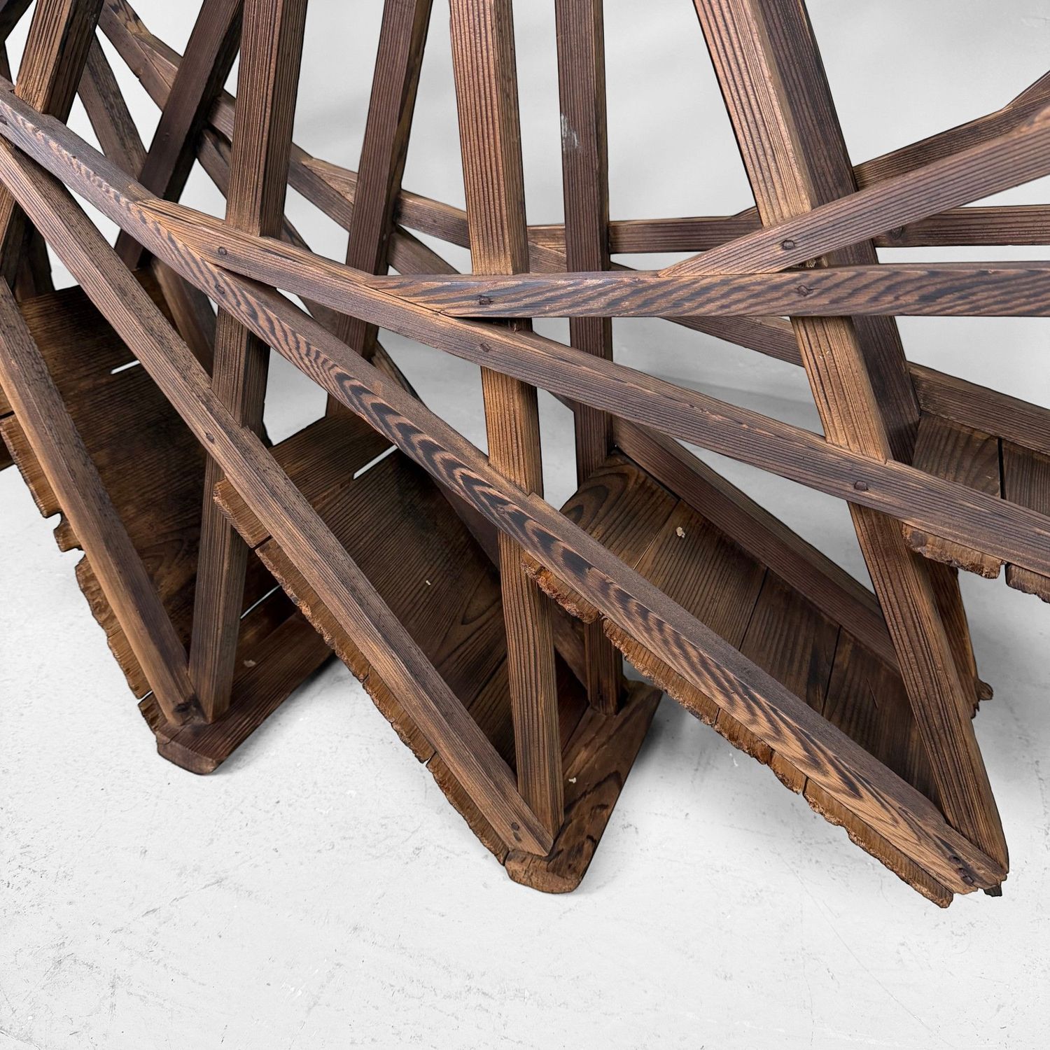 Large Japanese Wooden Suisha / Water Wheel Wall Decor, 1900s