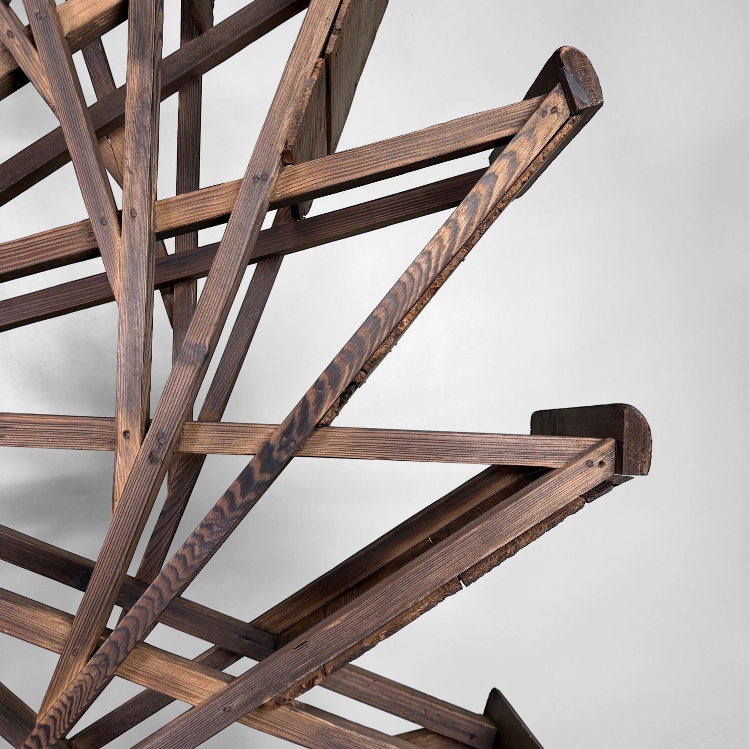 Large Japanese Wooden Suisha / Water Wheel Wall Decor, 1900s