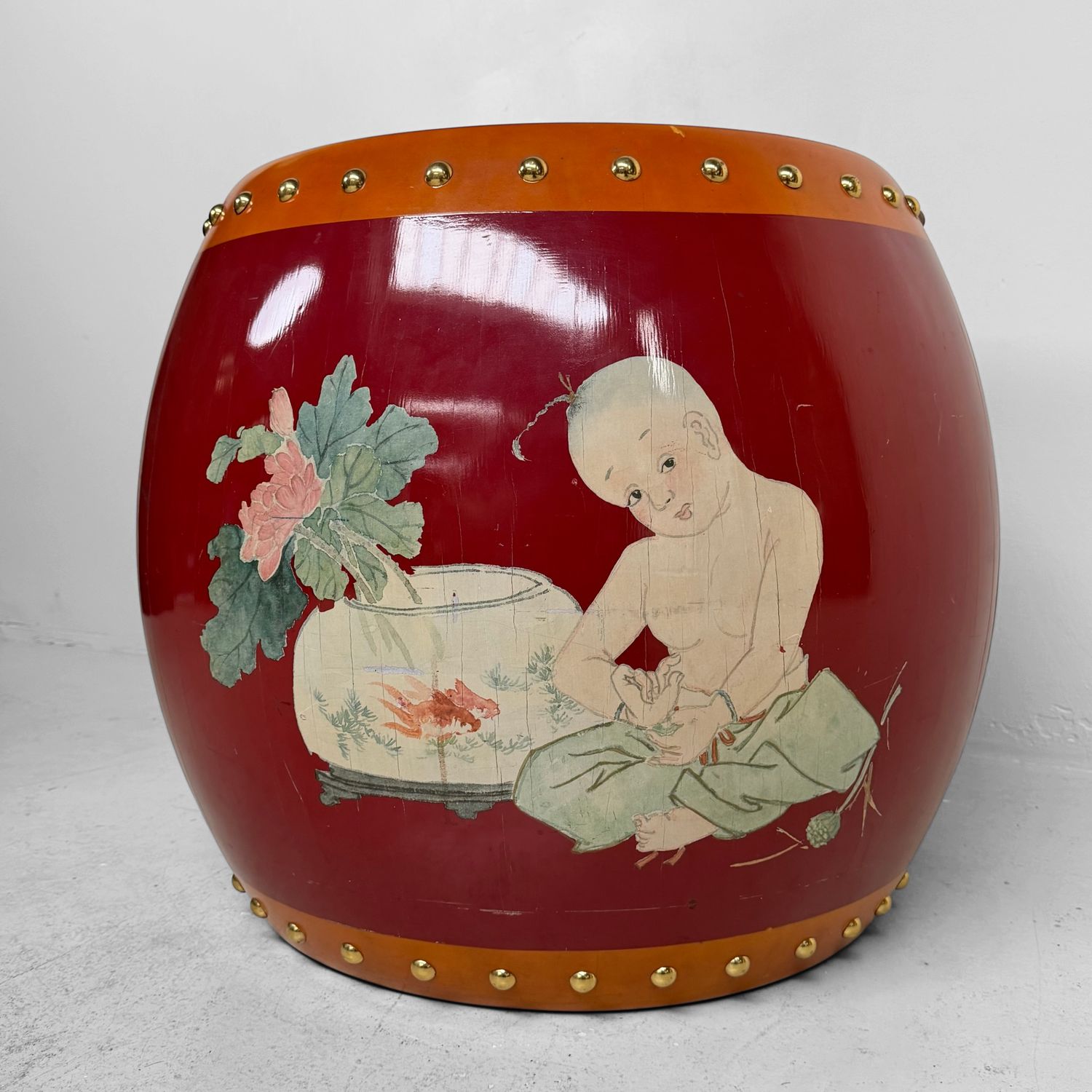 Large Chinese Lacquered Drum, ca. 1970–1980