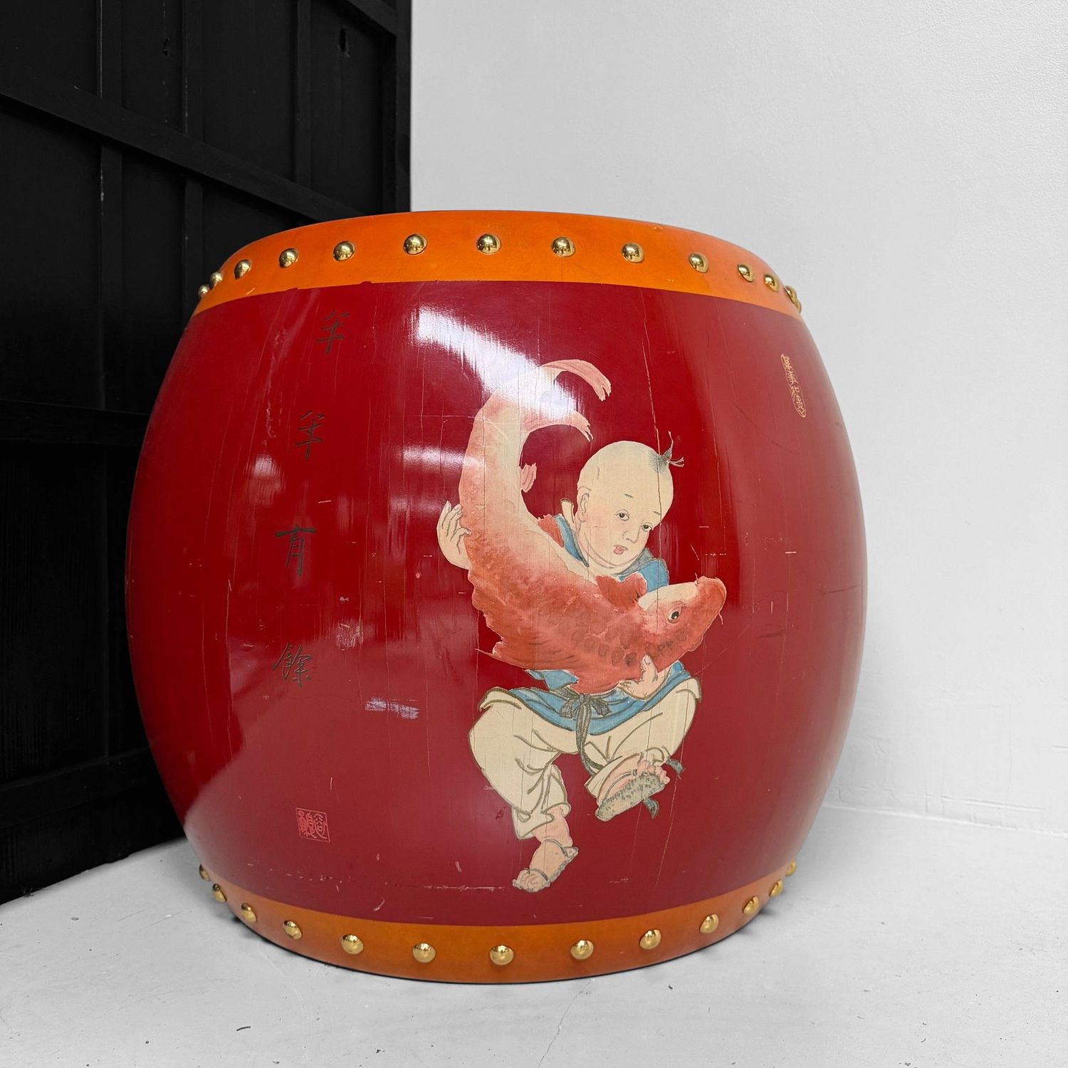 Large Chinese Lacquered Drum, ca. 1970–1980 Large Chinese Lacquered Drum, ca. 1970–1980