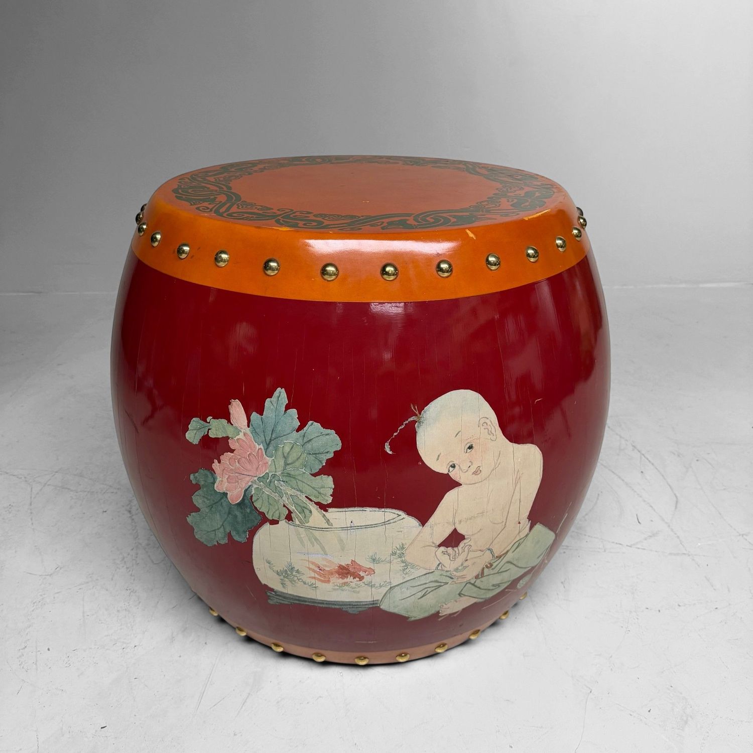 Large Chinese Lacquered Drum, ca. 1970–1980 Large Chinese Lacquered Drum, ca. 1970–1980